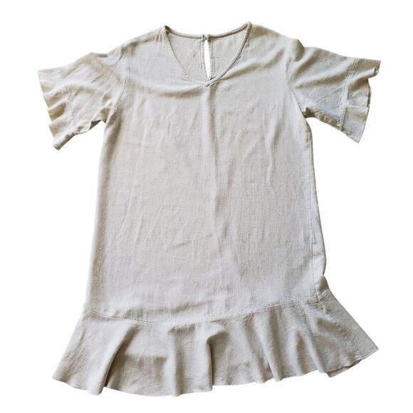 Linen Cotton Blend Dress Loose Fitting Oversized Natural Unbleached Color Size S - Picture 8 of 16